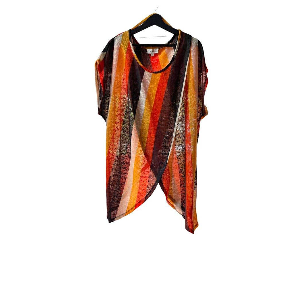 Love J Large Crop Top Shirt Boho Festival Striped Colorful Wrap Style